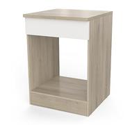 Meuble Four Encastrable Avec Plan De Travail - Cuisine Complete ‟ORIGAN”- Coloris Chêne Clair & Blanc Mat - 60 x 60 x 85 cm
