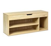 meuble giantex à chaussures banc de rangement meuble de banc d'entrée avec coussin rembourré en bois avec siège 104x30x48 CM naturel G
