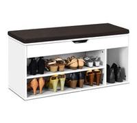 meuble giantex à chaussures banc de rangement meuble de banc d'entrée avec coussin rembourré en bois avec siège 104x30x48 CM blanc Blanc G