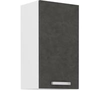 Meuble haut 1 porte battante - Gris mat - L 40 x P 31,6 x 72 cm - LASSEN