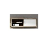 Meuble haut 1 porte coloris chene cambrian, blanc - Longueur 130 x profondeur 26,30 x hauteur 46 cm --