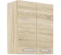 Meuble haut 2 portes battantes - Décor chêne sonoma - L 60 cm x P 31,6 x H 72 cm - LASSEN
