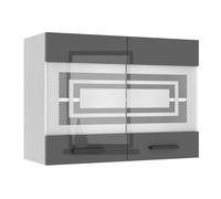 Meuble haut cuisine - BELINI - SGW80 - 2 portes vitrées - Argent très brillant - 80 cm