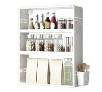Meuble Haut de Cuisine, 3 Niveaux Placard Salle de Bain, Acier Carbone | Meuble Wc Suspendu, Résistant à la Rouille, 10cm de Profondeur, 60cm de Hauteur, avec Garde Corps(35cm/14in)