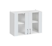 Meuble haut de cuisine Eco Blanc Brillant 2 portes vitrées L 80 cm - Cuisineandcie