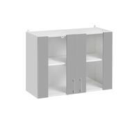 Meuble haut de cuisine Eco Gris Brillant 2 portes vitrées L 80 cm - Cuisineandcie