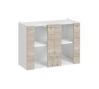 Meuble haut de cuisine Eco Noyer Blanchi 2 portes vitrées L 80 cm - Cuisineandcie