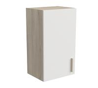 Meuble Haut de Cuisine Modulable 1 Porte - Cuisine Complete ‟ORIGAN” - Coloris Blanc Mat & Chêne - 40 x 30 x 70 cm
