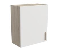 Meuble Haut de Cuisine Modulable 1 Porte - Cuisine Complete ‟ORIGAN” - Coloris Blanc Mat & Chêne - 60 x 30 x 70 cm