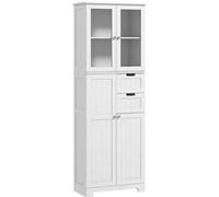Meuble haut de salle de bain - armoire salle de bain - grande colonne salle de bain - 4 portes, 2 tiroirs - blanc Blanc