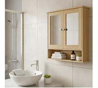 Meuble Haut de Salle de Bain Meuble Miroir avec 2 Portes Rangement Mural 13 x 56 5 x 58 5 cm Jaune