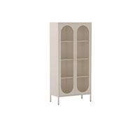 Meuble Haut OLIVIA 2 Portes Ajourées Métal Crème 80x40x170cm