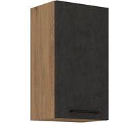 Meuble haut ROCK - Mélaminé décor chêne lancelot et gris matera - 1 porte - L40 x H72 cm