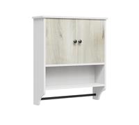 Meuble Haut Salle de Bain avec des Étagères Ouvertes et Un Porte-Serviettes, Armoire Murale Salle de Bain avec Étagère Réglable, Conception Murale à Double Porte, Gagnez de l'espace, Meuble Toilette