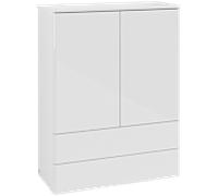 Meuble haut Villeroy & Boch Antao L47000GF avec éclairage, 2 portes, 814 x 1039 x 356 mm, façade lisse, laque blanche brillante / laque blanche brillante
