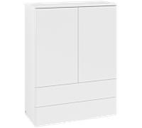 Villeroy & Boch Antao Highboard L47000MT avec éclairage, 2 portes, 814 x 1039 x 356 mm, façade lisse, laque blanche mate / laque blanche mate