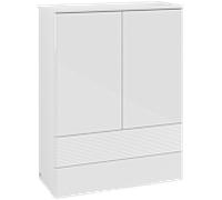 Meuble haut Villeroy & Boch Antao L47100GF avec éclairage, 2 portes, 814 x 1039 x 356 mm, façade texturée, laque blanche brillante / laque blanche brillante