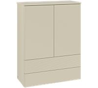 Meuble haut Villeroy & Boch Antao L47100HJ avec éclairage, 2 portes, 814 x 1039 x 356 mm, façade texturée, laque mate gris soie / laque mate gris soie