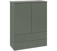 Meuble haut Villeroy & Boch Antao L47100HL avec éclairage, 2 portes, 814 x 1039 x 356 mm, façade texturée, laque mate Vert Feuille / Laque mate Vert Feuille