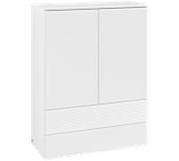 Meuble haut Villeroy & Boch Antao L47100MT avec éclairage, 2 portes, 814 x 1039 x 356 mm, façade texturée, laque blanche mate / laque blanche mate
