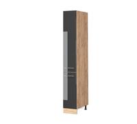 Vicco Meuble Haute de Cuisine Fame-Line, Anthracite Haute Brillance, 30cm | Façade en MDF · Coulisses métalliques à extension totale · Pieds réglables en hauteur · Poignées en métal