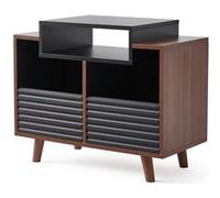 Norstone Meuble Hi‑Fi OSLO 800 - Rangement vinyle, 2 tiroirs - Noir et Noyer