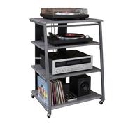 Meuble Hi-FI Relaxdays, 4 Niveaux, pour Platine Vinyle, chaîne stéréo, métal & MDF, HxLxP:78x61x52 cm, multimédia, Gris