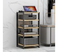 Meuble HiFi Ajustable Support Audio Cabinet, Etagere AV Media Stand Studio | Meuble Audio Tour HiFi Rack en Bois et Acier avec Etagere Ajustable pour Amplificateur(Wood,5-Tier)