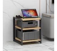 Meuble HiFi Ajustable Support Audio Cabinet, Etagere AV Media Stand Studio | Meuble Audio Tour HiFi Rack en Bois et Acier avec Etagere Ajustable pour Amplificateur(Wood,3-Tier)