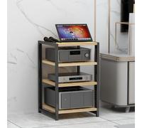Meuble HiFi Ajustable Support Audio Cabinet, Etagere AV Media Stand Studio | Meuble Audio Tour HiFi Rack en Bois et Acier avec Etagere Ajustable pour Amplificateur(Wood,4-Tier)