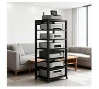 Meuble HiFi Armoire De Rack Audio, Support Multimédia À 7 Niveaux avec roulettes, Étagère Ajustable Support Vidéo Mobile for Salon, Bureau, Home Cinéma(Noir)