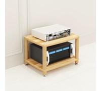 Meuble HiFi en Bois Stand, Support Equipement Audio Stereo Component Rack | Console Média Ouverte Multi-Niveaux avec Colonnes en Bois & Pieds Anti-Vibrations(Wood,2-Tier)