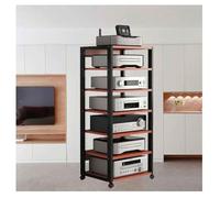 Meuble HiFi,Meubles Multimedia AV avec roulettes, Étagères Audio-vidéo À 7 Niveaux, Petit Meuble Rangement en Bois, Supports Stéréo, Meuble Imprimante,pour Salon,Salle De Jeux,Bureau(Red)
