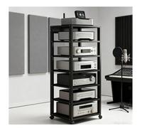 Meuble HiFi，Support D'Imprimante À 7 Niveaux, Étagère De Rangement, Meuble Imprimante en Bois Et Métal 55x40x131cm pour Bureau Maison(Noir)