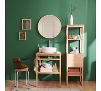 Meuble HOPP 60cm chêne vasque ronde robinet miroir colonne