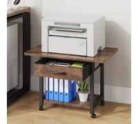 Meuble Imprimante 2 Niveaux, Support Bureau avec Roulettes, Brun Rustique | Meuble pour Imprimante 56x38 cm, Meuble Imprimante avec Rangement, sous Bureau Scanner Fax Imprimante 3d