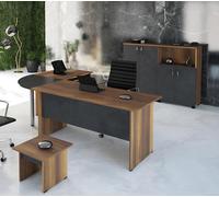 Meuble informatique Table de travail Meuble de bureau d'angle 3pcs Bois Set Gris