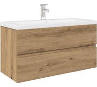 Meuble lavabo avec bassin et robinet intégrés chêne artisanal
