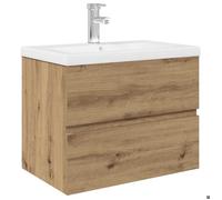 Meuble lavabo avec bassin et robinet intégrés - vidaXL - bois d'ingénierie - chêne artisanal - 60 x 38,5 x 45 cm 843auc12m
