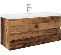 Meuble lavabo avec bassin et robinet intégrés vieux bois