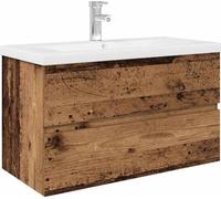 Meuble lavabo avec bassin et robinet intégrés vieux bois