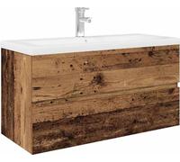 Meuble lavabo avec bassin et robinet intégrés vieux bois