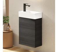 Meuble-lavabo avec meuble de rangement de 41 cm, ensemble de meubles de salle de bain avec vasque en céramique – idéal pour les toilettes invités et les petites salles de bain, meuble-lavabo avec meub