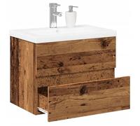 Meuble-lavabo avec vasque intégrée - vidaxl - Vieux bois - 60x38.5x45 cm - Vasque céramique - 61x39.5x18.5 cm