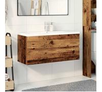 Meuble-lavabo avec vasque intégrée - vidaXL - Vieux bois - Bois d'ingénierie - 100x38,5x45 cm - Vasque céramique