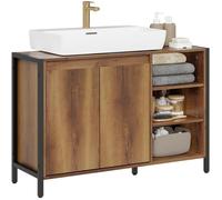 Meuble lavabo salle de bain - SoBuy - Plan de travail avec encoche en U - Armoire 2 portes - 3 étagères ouvertes