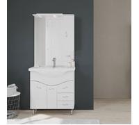 MEUBLE-LAVABO SALLE DE BAINS 86 CM, MIROIR-ARMOIRE COULEUR BLANC