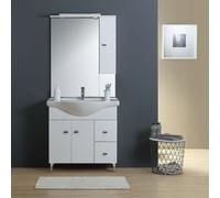 MEUBLE-LAVABO SALLE DE BAINS 86 CM, MIROIR-ARMOIRE COULEUR BLANC