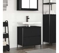 vidaXL Meuble de Salle de Bain en Chêne Noir avec Lavabo et Tiroirs 60x34,5x60 cm, Vasque de Toilette