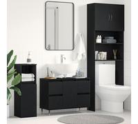 Meuble lavabo vidaXL Noir Chêne 80x33x60 cm Bois d'ingénierie